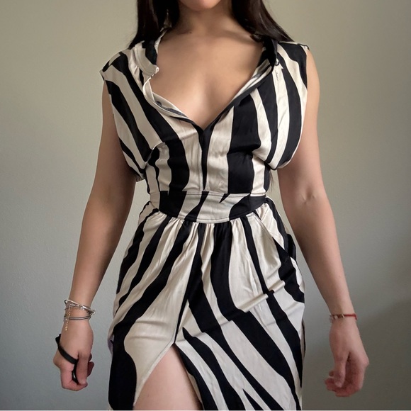Issa London Striped Silk Dress - Picture 2 of 16